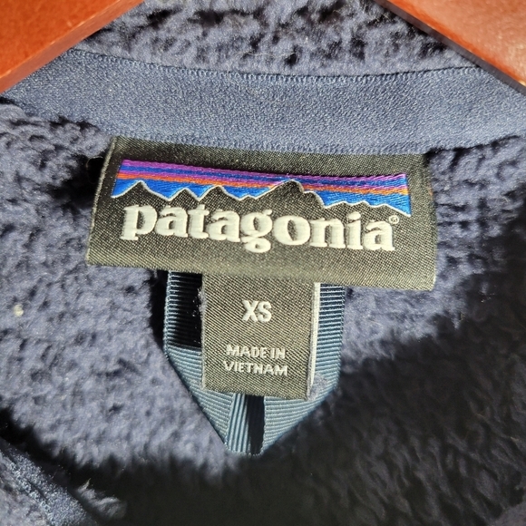 Patagonia hooded full sherpa zip up jacket  sweater navy blue XS - Picture 6 of 8